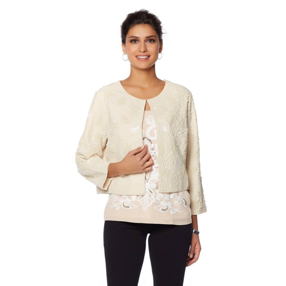 NEW! Embroidered Beaded Ivory Jacket